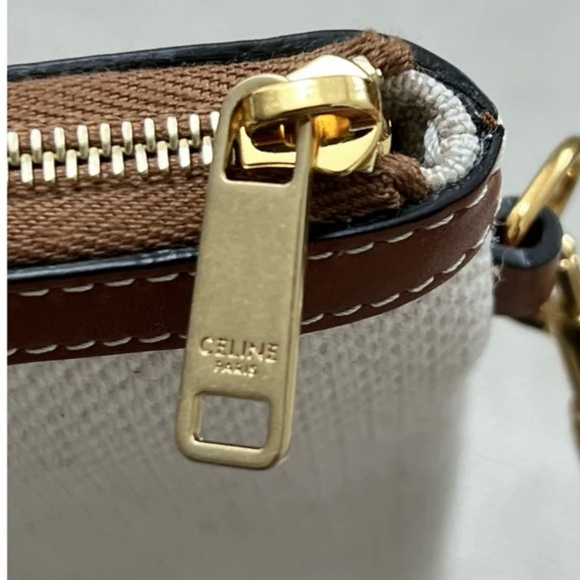 Celine White and Brown Canvas Clutch - Picture 3 of 7